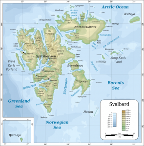 Carte topographique de l'archipel du Svalbard