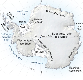 Carte topographique de l'Antarctique