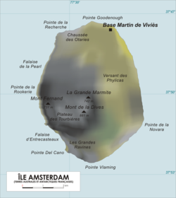 Carte de l'île Amsterdam.