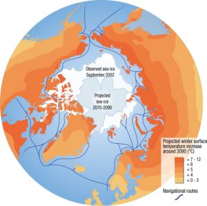 Projection des changements climatiques en Arctique et routes maritimes