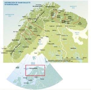 Répartition des dialectes Saami