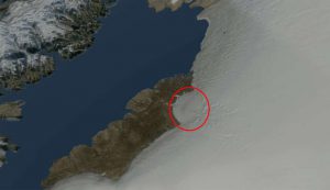 Image satellitaire du cratère de Hiawatha (NW du Groenland)